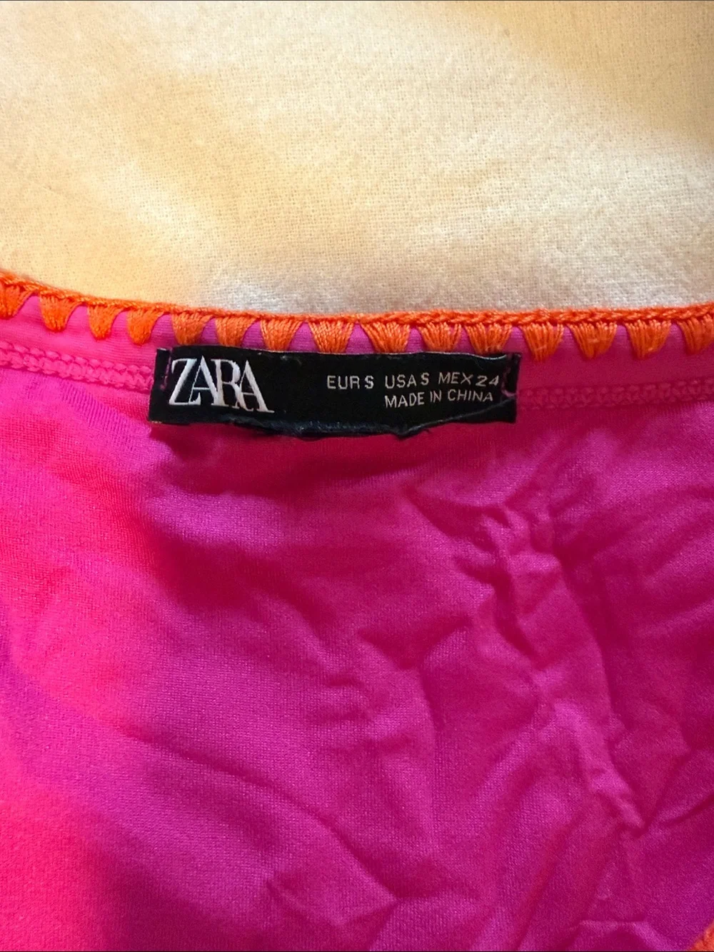 Zara Pink Bikini Set with Orange Trim - Women Swim